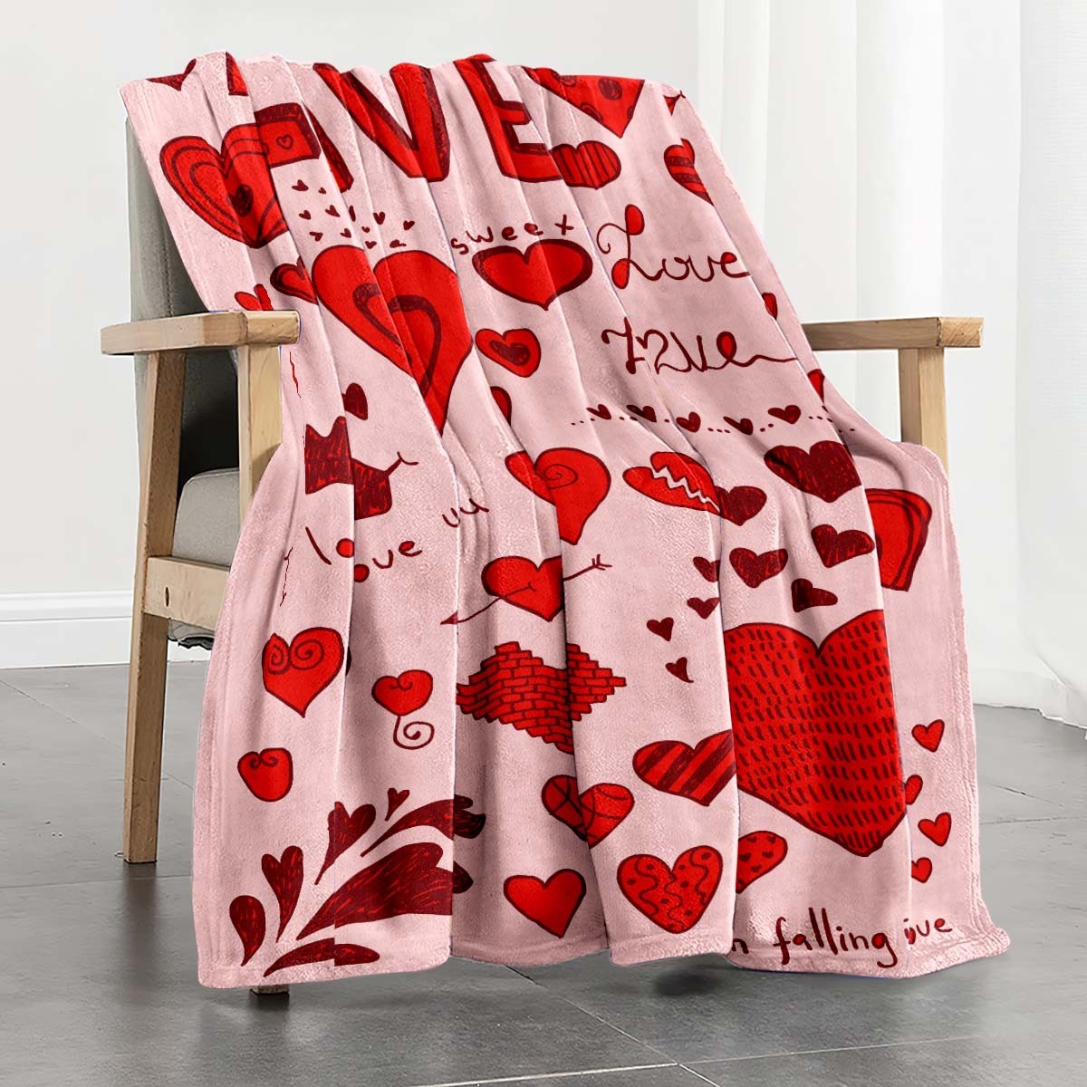 Heart Printing Blanket Warm Lunch Break